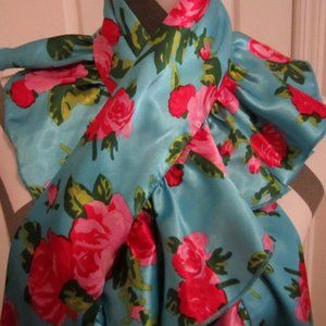 Betsy Johnson Scarf, floral ruffled print, 55 inch long x 8 wide